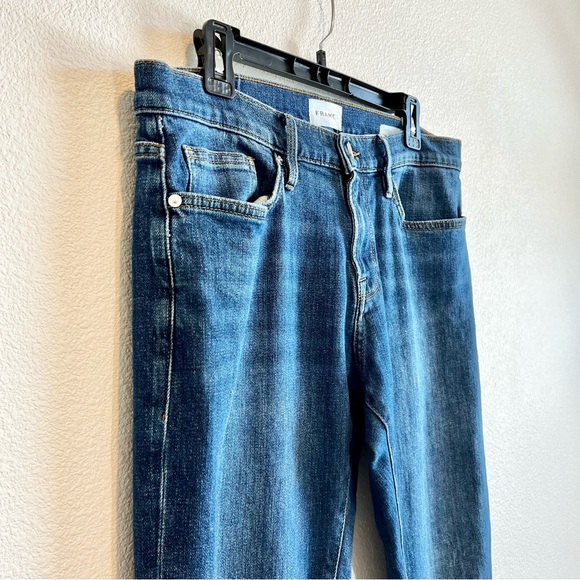 FRAME L’Homme Slim Jeans Men’s 34x31.5 Stretch Cotton Blend Dark Wash Denim - Picture 2 of 11